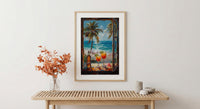 Miami Wall Art, Open Window View, South Beach Print, Tropical Ocean Painting, Florida Home Decor