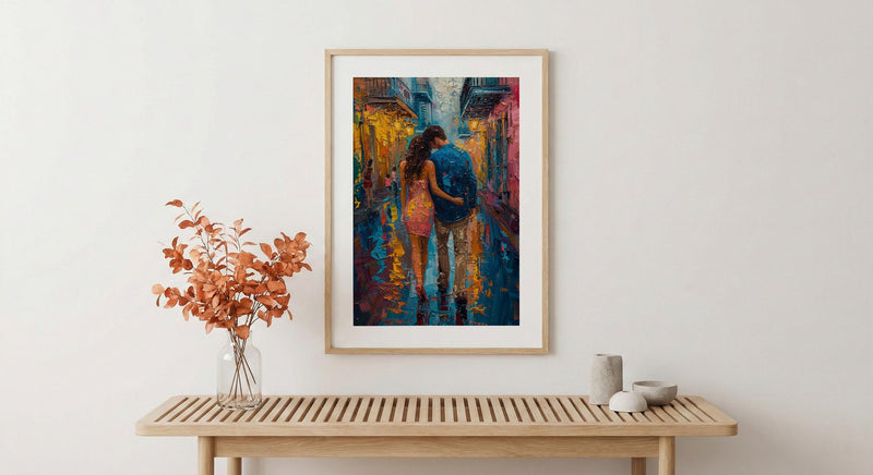 New Orleans Wall Art, French Quarter Couple Print, Jazz City Painting, Colorful Street Decor, Romantic Travel Gift