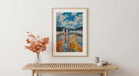 Yellowstone Wall Art, National Park Couple Print, Geyser Landscape Painting, Nature Travel Decor, Colorful Thermal Art