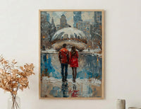 Chicago Wall Art, Cloud Gate Bean Print, City Skyline Painting, Urban Couple Decor, Romantic Cityscape Art