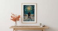 Alaska Wall Art, Northern Lights Couple Print, Aurora Borealis Painting, Night Sky Decor, Romantic Winter Gift