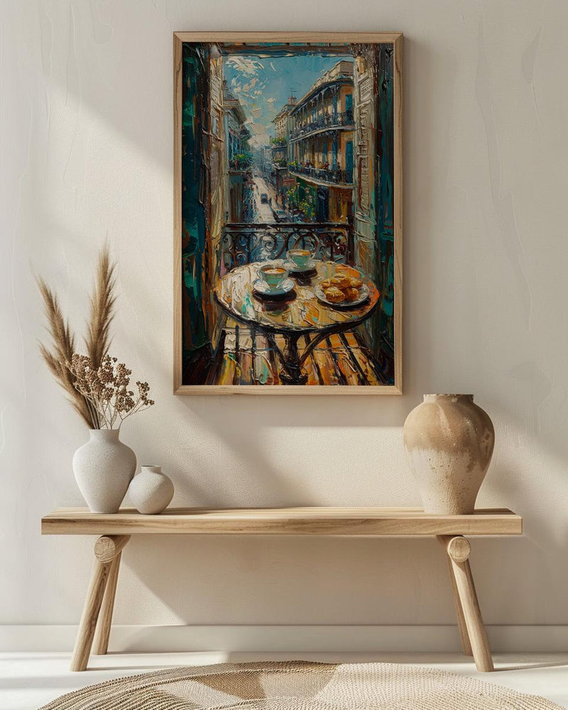 New Orleans Wall Art, Open Window View, French Quarter Balcony Print, Jazz Decor, Cafe Du Monde Vibe