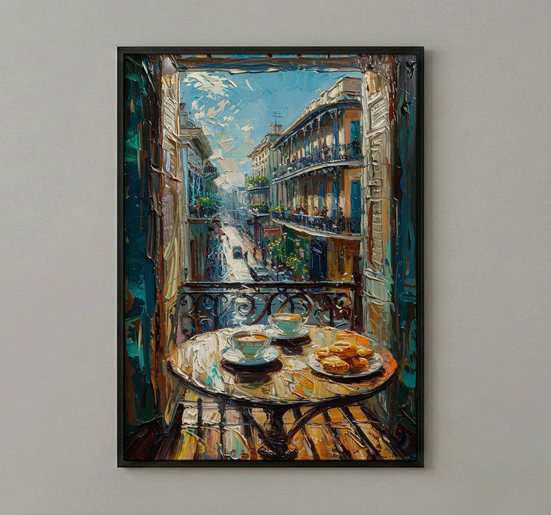 New Orleans Wall Art, Open Window View, French Quarter Balcony Print, Jazz Decor, Cafe Du Monde Vibe