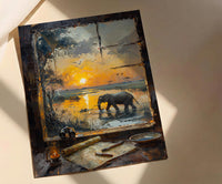 Impasto Safari Window Wall Art - Elephant Print