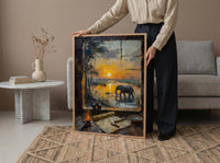 Impasto Safari Window Wall Art - Elephant Print