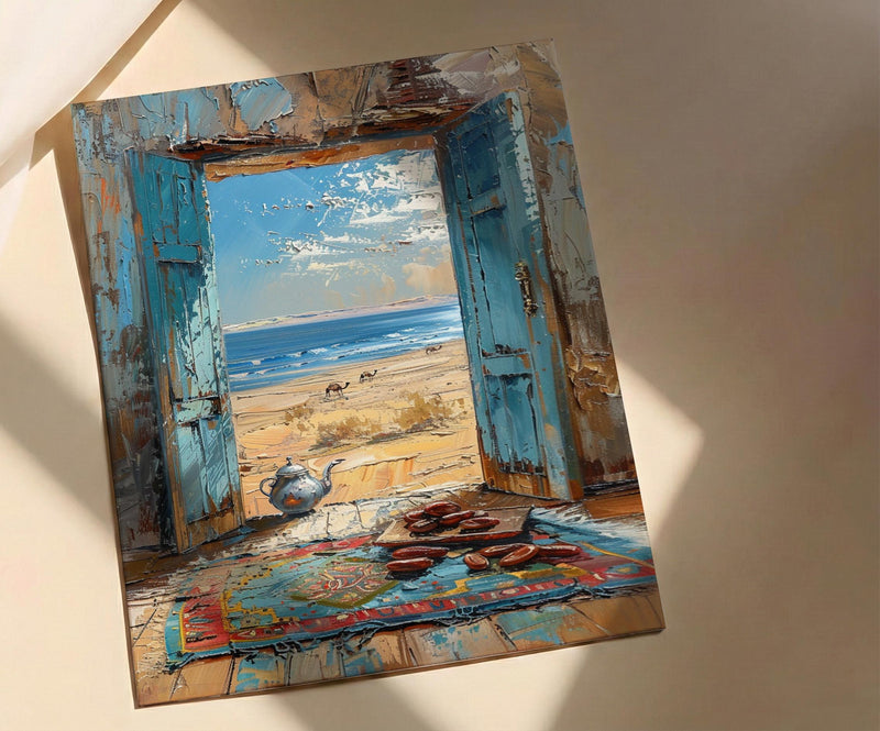 Textured Morocco Desert Window Wall Art - Sahara Art Print