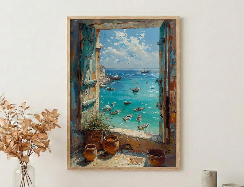 Impasto Zanzibar Ocean Window Wall Art - Tropical Art Print