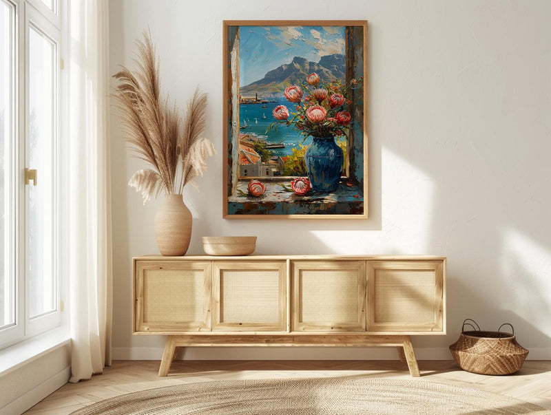 Textured Cape Town Window Wall Art - Table Mountain Print
