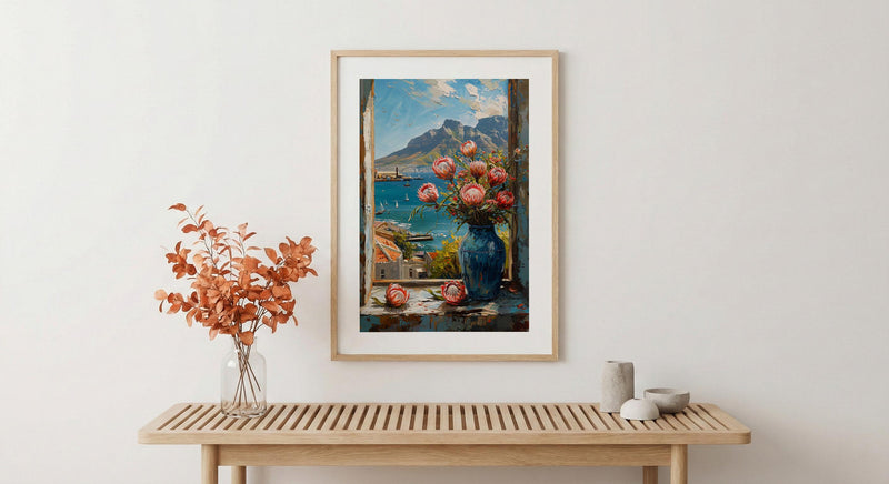 Textured Cape Town Window Wall Art - Table Mountain Print
