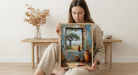 Impasto African Baobab Window Art Print - Tribal Art Poster