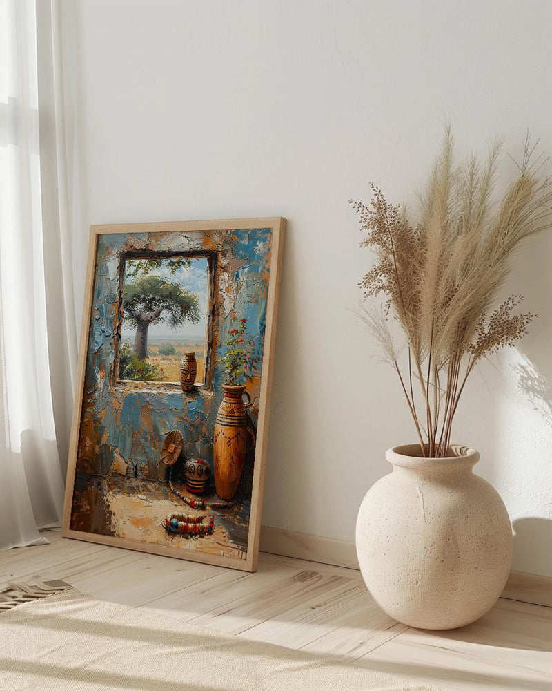 Impasto African Baobab Window Art Print - Tribal Art Poster