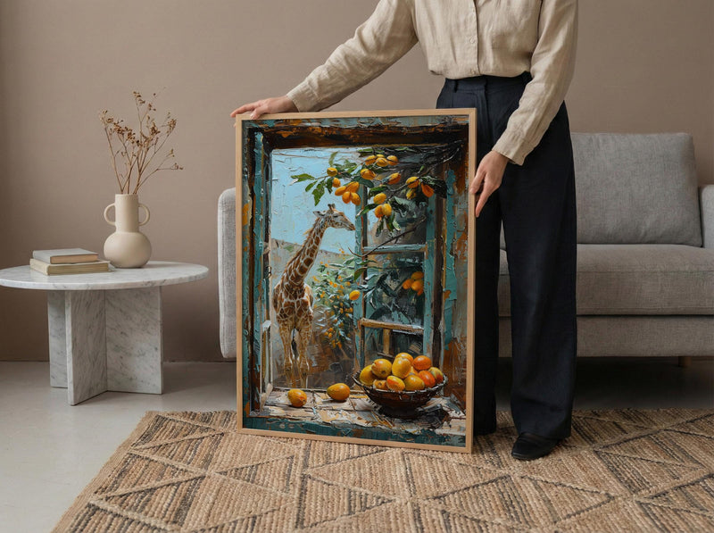 Textured Kenya Giraffe Window - Safari Art Print