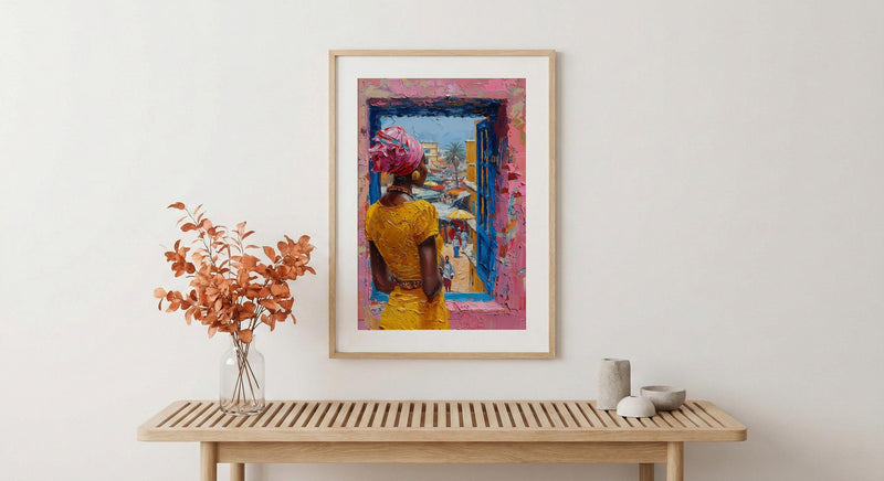 Impasto Ghana Market Window - Colorful Art Print