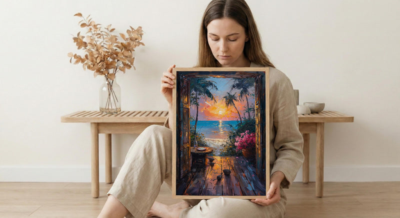 Textured Madagascar Sunset Window Wall Art - Baobab Print
