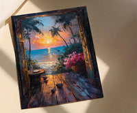 Textured Madagascar Sunset Window Wall Art - Baobab Print