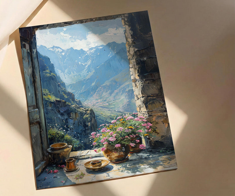 Impasto Ethiopia Coffee Window Wall Art - Mountain Print