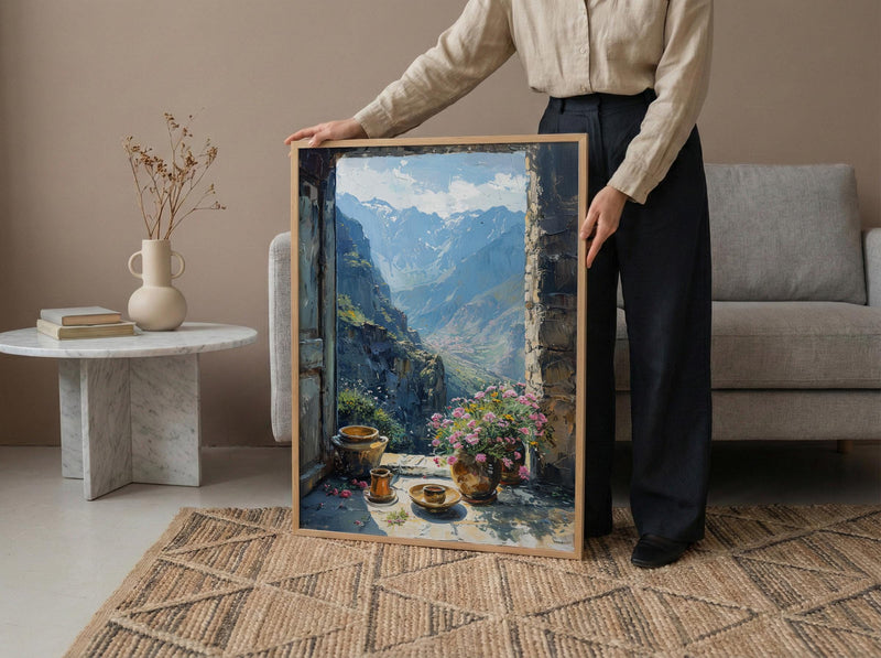 Impasto Ethiopia Coffee Window Wall Art - Mountain Print