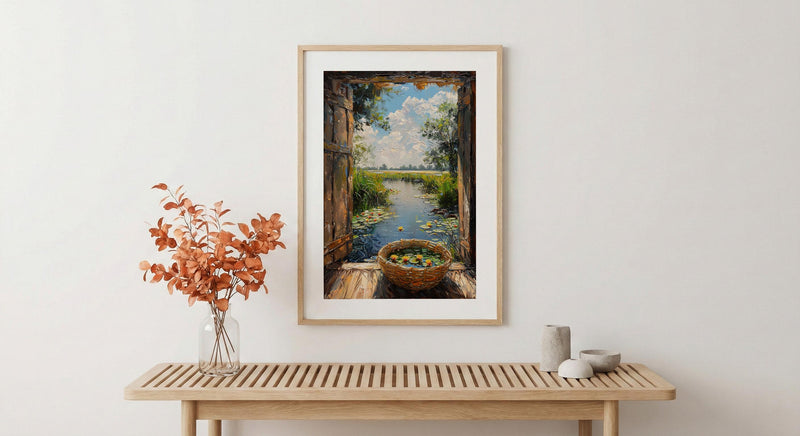 Textured Botswana River Window Wall Art - Hippo Art Print