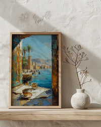 Egypt Nile River Poster, Ancient Temple Art Print, History Lover Wall Art, Open Window View, River Landscape