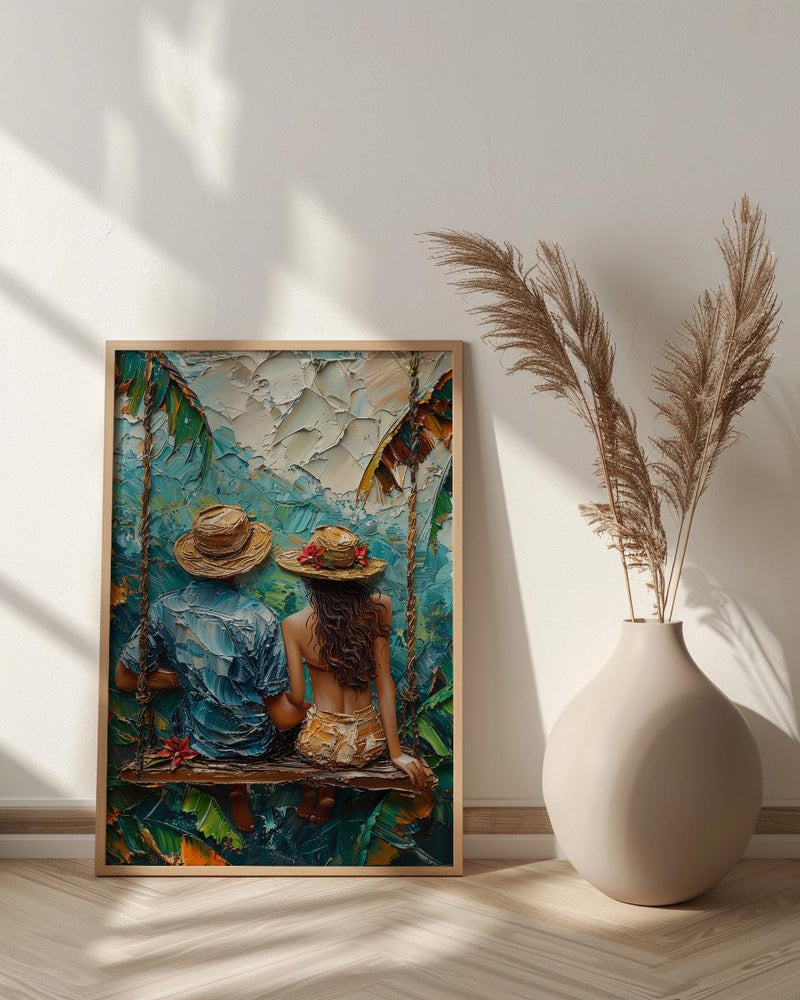 Bali Poster, Ubud Rice Terrace Art Print, Jungle Swing Wall Art, Tropical Nature Painting, Boho Asian Decor