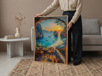 Thailand Beach Wall Art, Limestone Cliff Art Print, Open Window Poster, Tropical Sunset Painting, Asian Food Decor