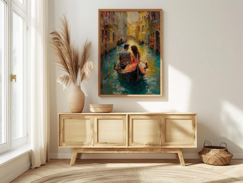 Venice Art Print, Italy Canal Wall Art, Gondola Romantic Poster, Historic Cityscape Painting, European Travel Decor