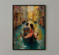 Venice Art Print, Italy Canal Wall Art, Gondola Romantic Poster, Historic Cityscape Painting, European Travel Decor