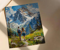 Swiss Alps Wall Art, Switzerland Mountain Art Print, Nature Adventure Poster, Snowy Peak Painting, European Landscape Decor