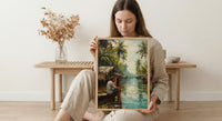 Kerala Art Print, India Backwaters Poster, Houseboat Wall Art, Tropical Palm Painting, South Indian Decor