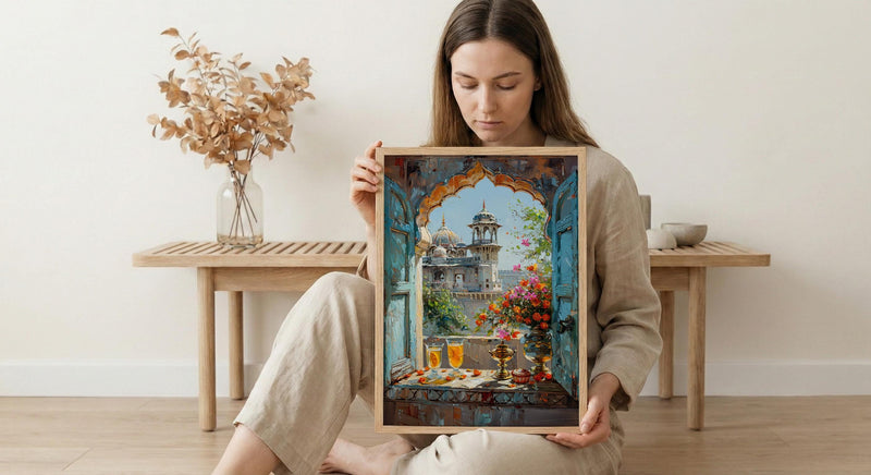 Rajasthan Wall Art, Indian Palace Art Print, Arched Window Poster, Lassi Sweet Decor, Royal Home Decor