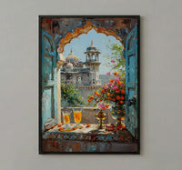 Rajasthan Wall Art, Indian Palace Art Print, Arched Window Poster, Lassi Sweet Decor, Royal Home Decor