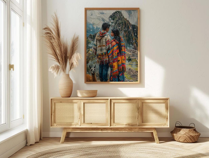Peru Wall Art, Machu Picchu Art Print, Inca Trail Poster, Andes Mountain Painting, Latin America Travel Decor