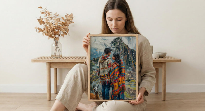 Peru Wall Art, Machu Picchu Art Print, Inca Trail Poster, Andes Mountain Painting, Latin America Travel Decor