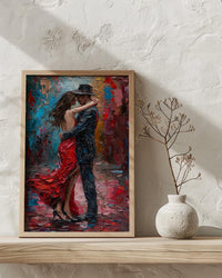 Buenos Aires Poster, Argentina Tango Art Print, Dramatic Dance Wall Art, Colorful Street Painting, Passionate Red Decor