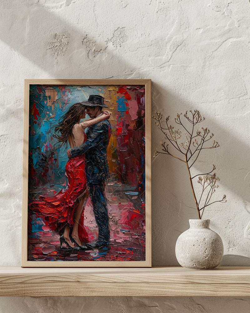 Buenos Aires Poster, Argentina Tango Art Print, Dramatic Dance Wall Art, Colorful Street Painting, Passionate Red Decor