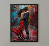 Buenos Aires Poster, Argentina Tango Art Print, Dramatic Dance Wall Art, Colorful Street Painting, Passionate Red Decor