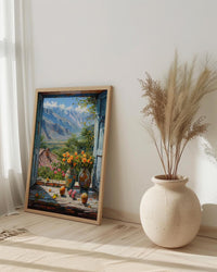 Andes Mountain Art Print, South America Window Poster, Yerba Mate Wall Art, Rustic Nature Painting, Cozy Travel Decor