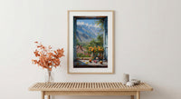 Andes Mountain Art Print, South America Window Poster, Yerba Mate Wall Art, Rustic Nature Painting, Cozy Travel Decor
