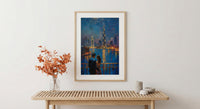 Dubai Wall Art, Burj Khalifa Art Print, Night Skyline Poster, Luxury Cityscape Painting, Modern UAE Decor