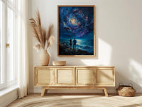 Celestial Wall Art, Cosmic Galaxy Art Print, Twin Flames Poster, Mystical Couple Painting, Space Witchy Decor