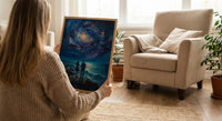 Celestial Wall Art, Cosmic Galaxy Art Print, Twin Flames Poster, Mystical Couple Painting, Space Witchy Decor