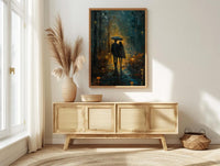 Enchanted Forest Poster, Mystical Art Print, Mushroom Wall Art, Witchy Couple Painting, Dark Fantasy Decor