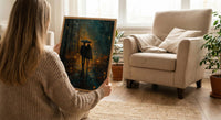 Enchanted Forest Poster, Mystical Art Print, Mushroom Wall Art, Witchy Couple Painting, Dark Fantasy Decor