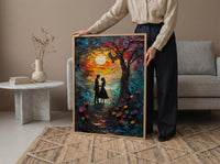 The Lovers Tarot Wall Art, Mystical Garden Art Print, Occult Poster, Spiritual Couple Painting, Witchy Gift Decor