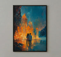 Crystal Cave Poster, Magical Wall Art, Fantasy Adventure Print, Glowing Gems Painting, Mystical Decor