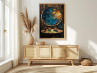 Celestial Wall Art, Cosmic Window Art Print, Space Poster, Round Window View, Star Map Herbal Tea Decor