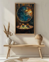 Celestial Wall Art, Cosmic Window Art Print, Space Poster, Round Window View, Star Map Herbal Tea Decor