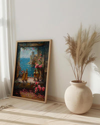 Fantasy Wall Art, Alchemist Window Art Print, Medieval Tower Poster, Golden Chalice Decor, Magical Romance Painting