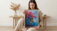 Cape Town Bo-Kaap Street Art Print, Pastel House Travel Poster - Textured Impasto Oil Painting