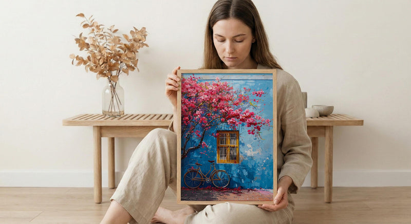 Cape Town Bo-Kaap Street Art Print, Pastel House Travel Poster - Textured Impasto Oil Painting